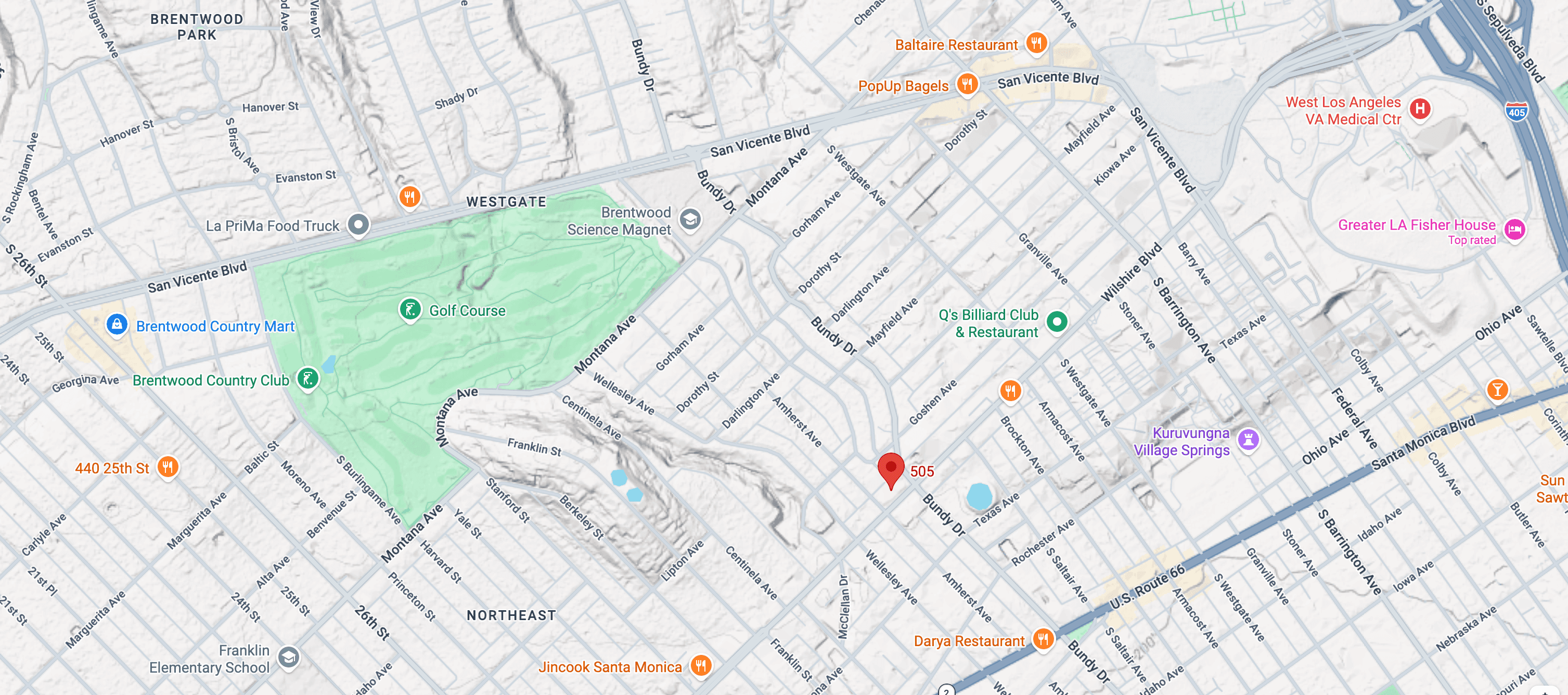 Map of the Los Angeles office at 12121 Wilshire Blvd, Suite 505