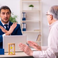 Young male lawyer and old man in testament and time management c Young male lawyer and old man in testament and time management c