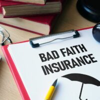 Bad faith insurance is shown using a text on Legal Documents