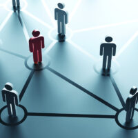 Group of people talking in social network. Business communication concept.