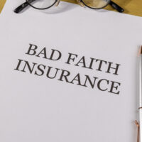Legal Paper Titled ‘Bad Faith Insurance’ Placed on Envelope with Pen – Insurance Law Concept